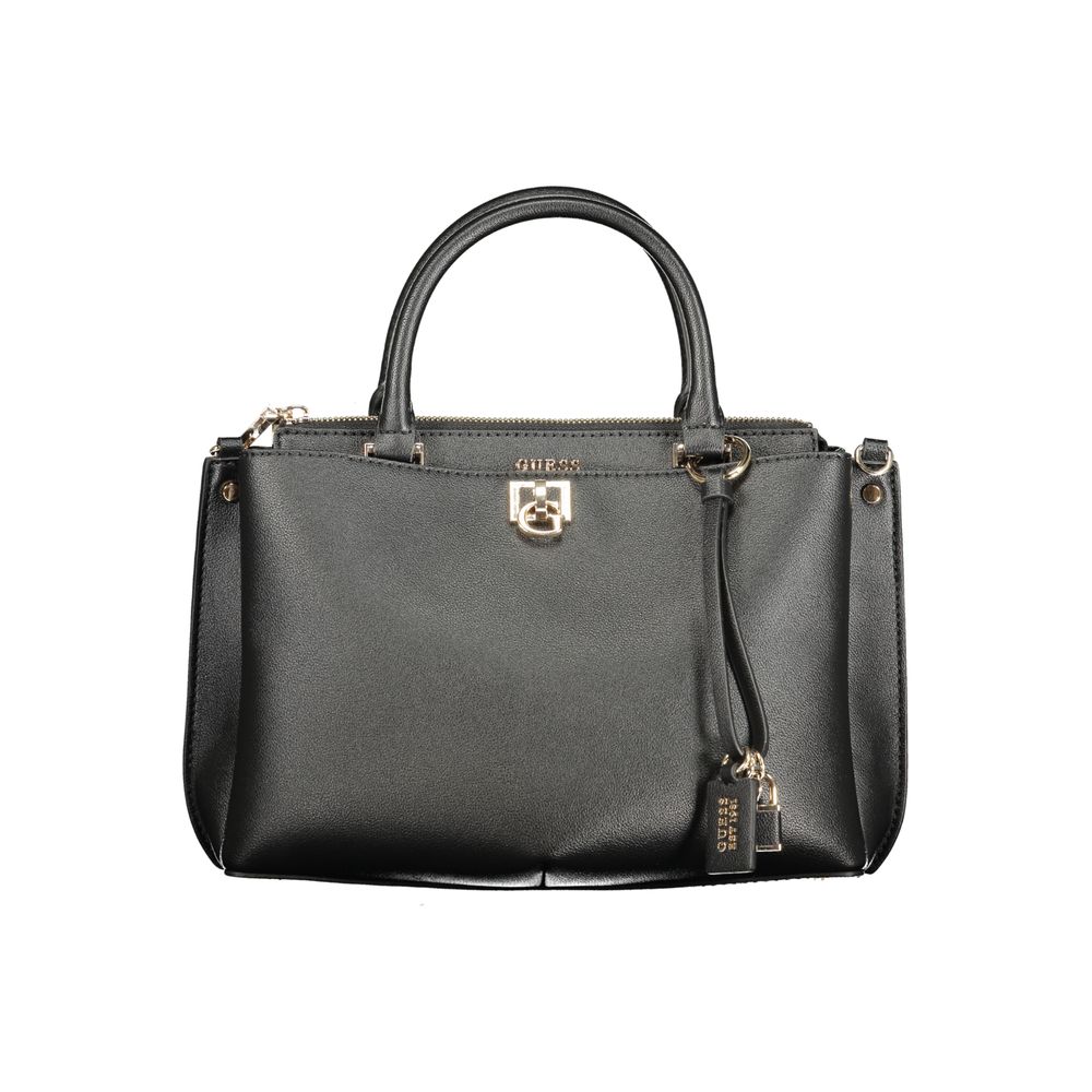 Black Polyurethane Women Handbag - ventzia