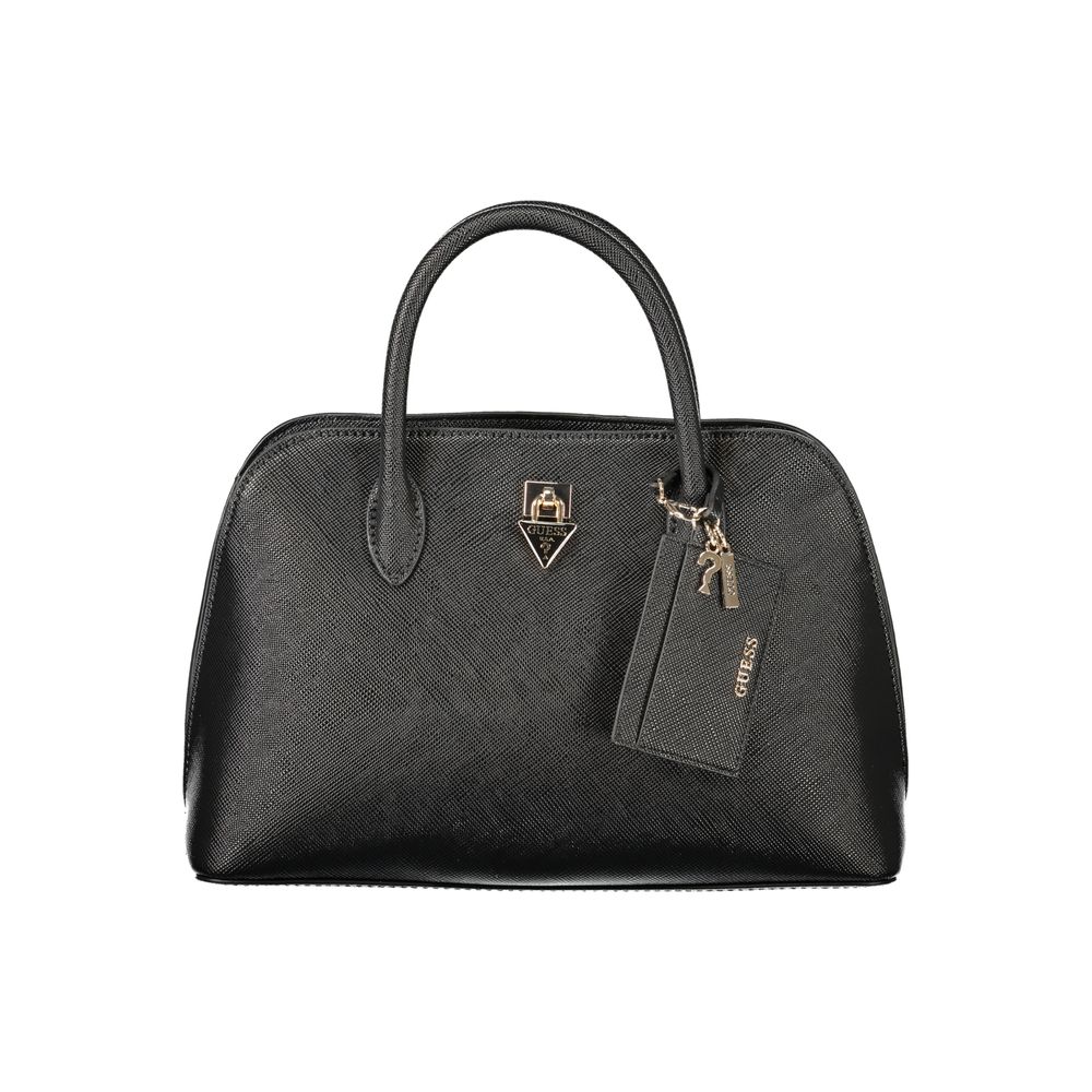 Black Polyurethane Women Handbag - ventzia