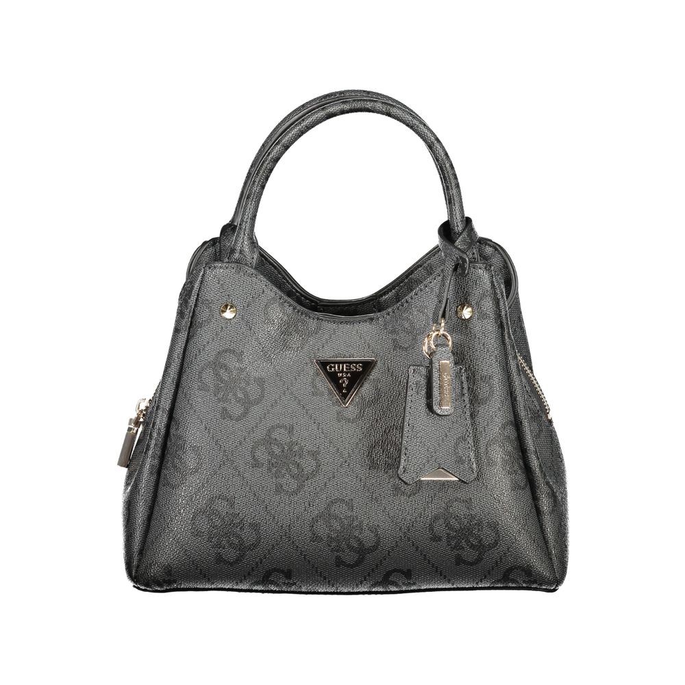 Black Polyurethane Women Handbag - ventzia