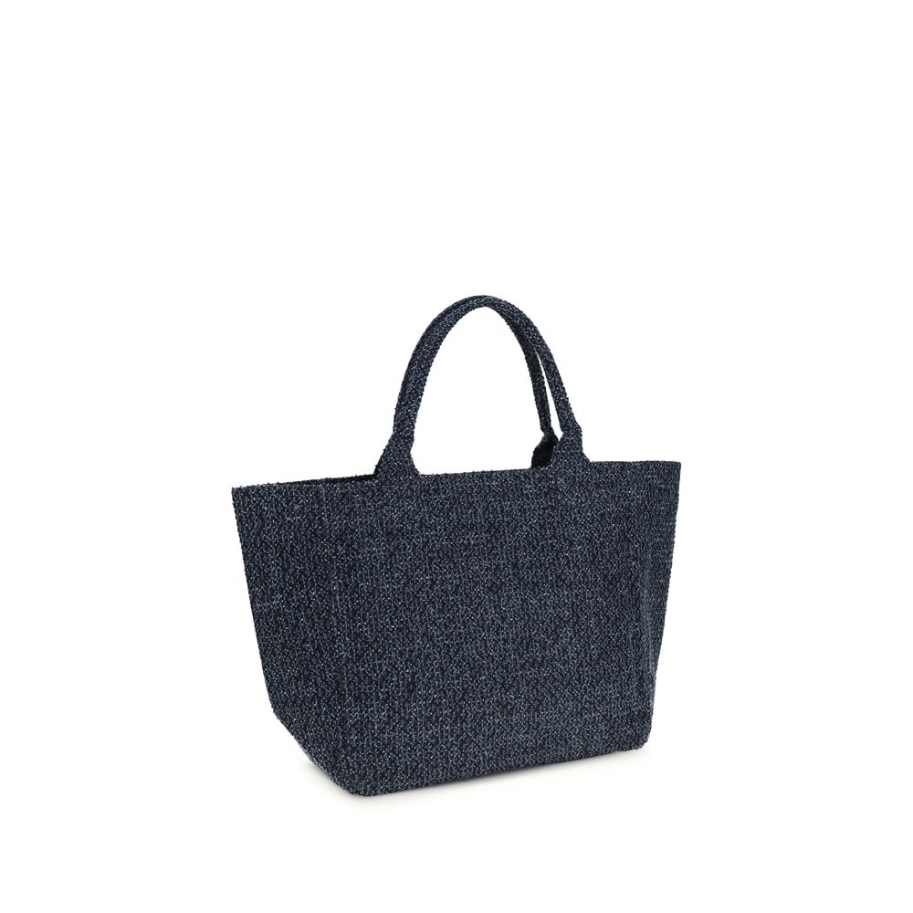 Blue Cotton Shoulder Bag - ventzia