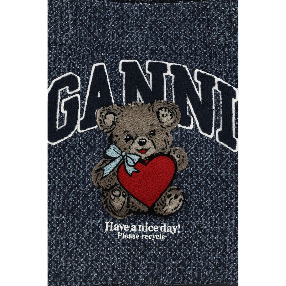 Blue Cotton Shoulder Bag - ventzia