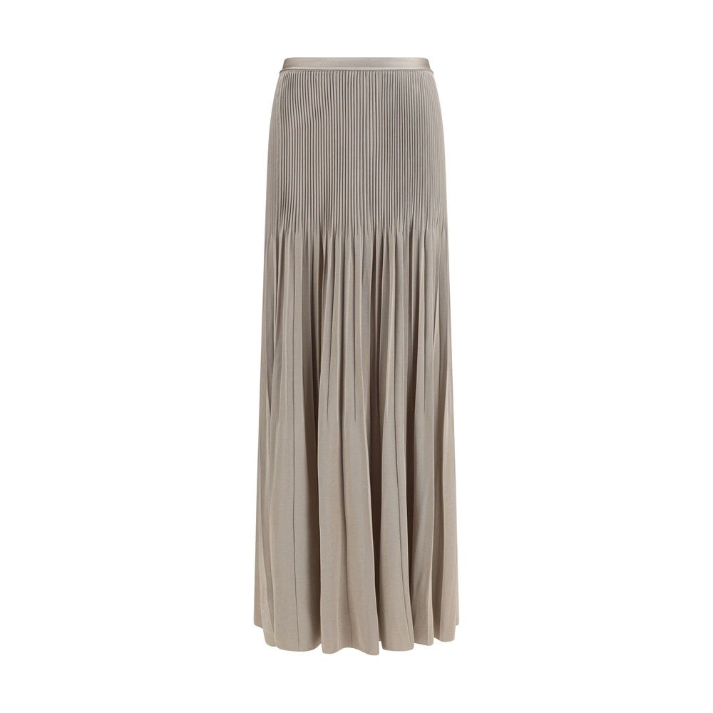 Gray Viscose Midi Skirt - ventzia