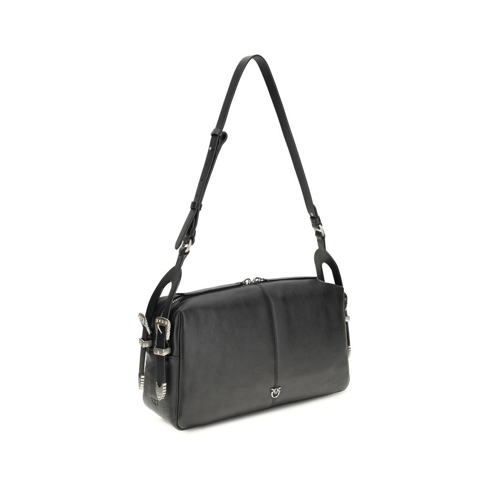 Black Calf Leather Bos Taurus Shoulder Bag - ventzia