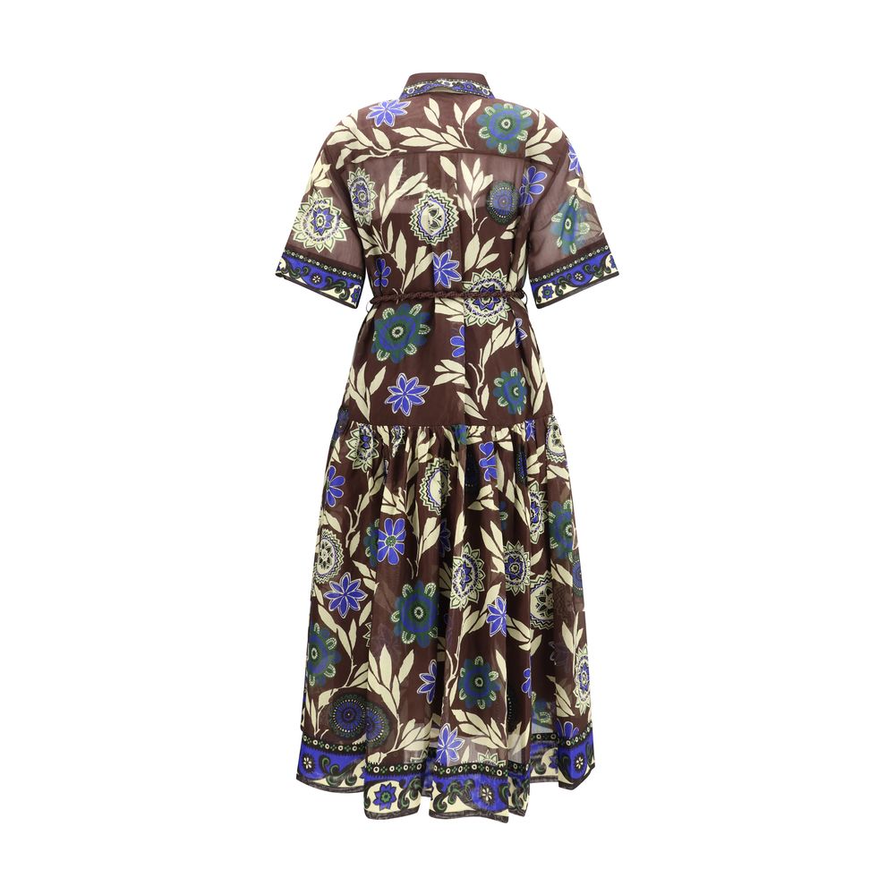 Brown Cotton Casual Dress - ventzia