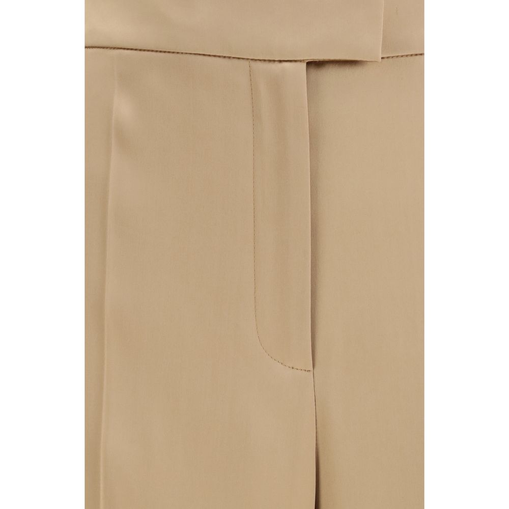 Beige Silk Dress Pants - ventzia