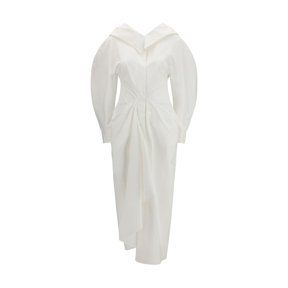White Cotton Casual Dress - ventzia