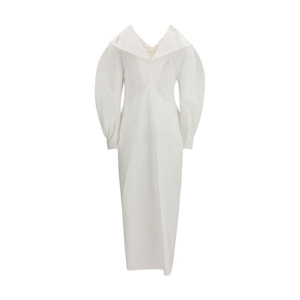 White Cotton Casual Dress - ventzia