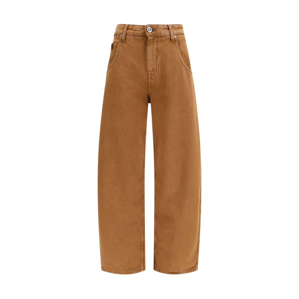 Brown Cotton Relaxed Fit Jeans - ventzia