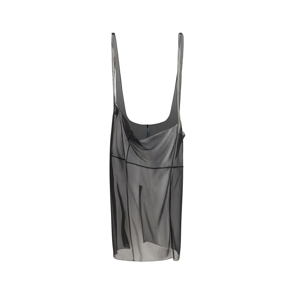 Black Polyester Midi Skirt - ventzia