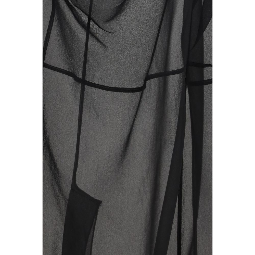 Black Polyester Midi Skirt - ventzia