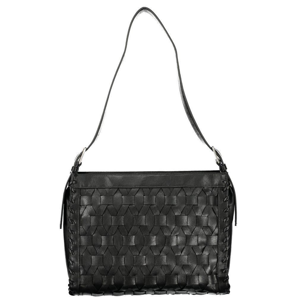 Black Polyurethane Women's Handbag - ventzia