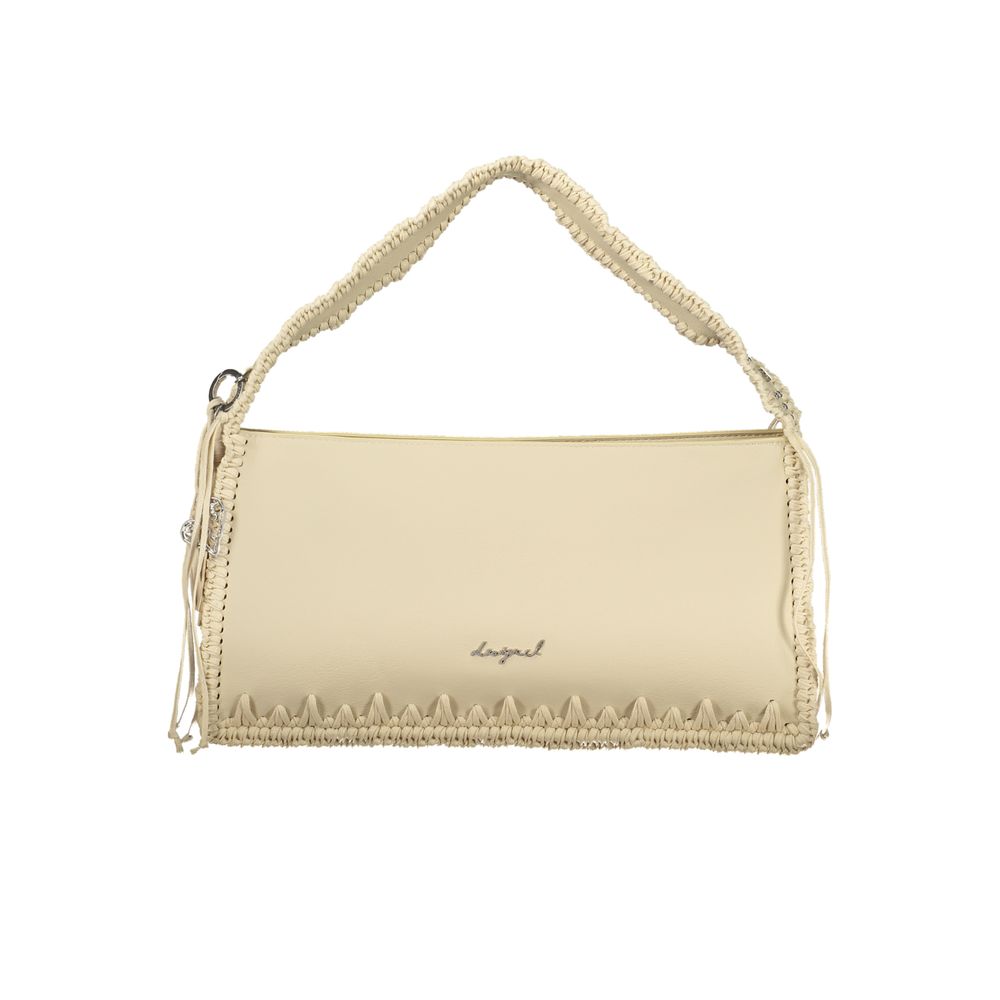 Beige Polyurethane Women Handbag - ventzia
