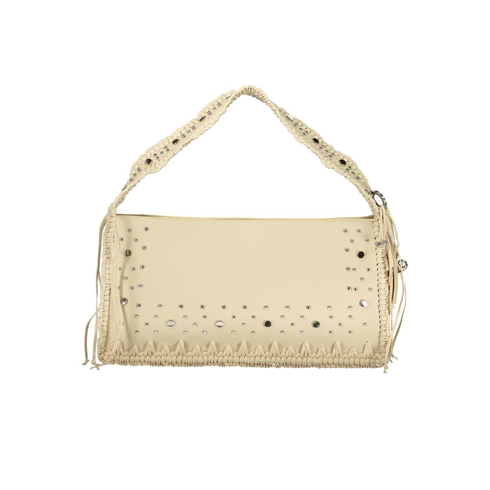 Beige Polyurethane Women Handbag - ventzia