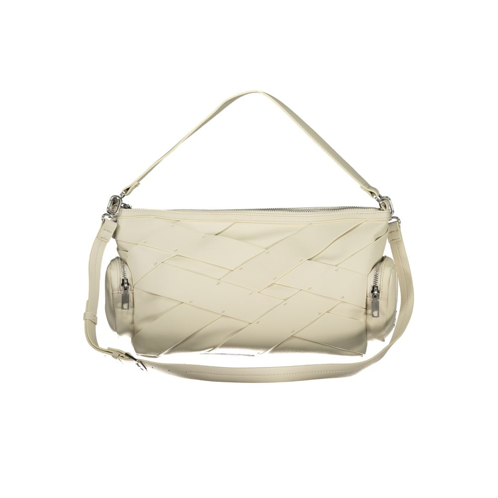 White Polyurethane Women's Shoulder Bag - ventzia