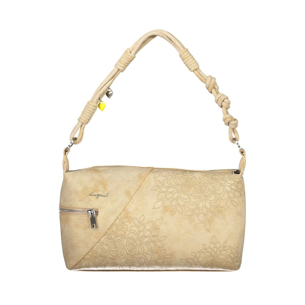 Beige Polyurethane Women's Shoulder Bag - ventzia