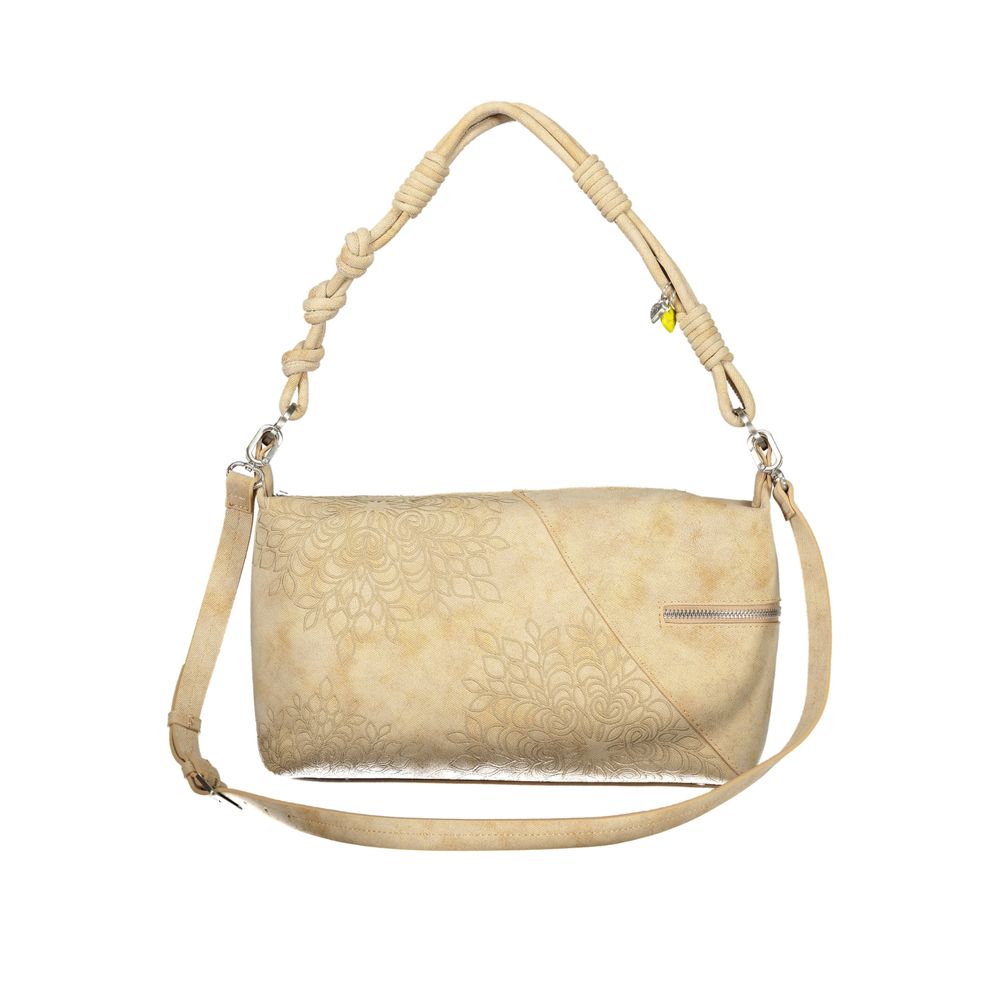 Beige Polyurethane Women's Shoulder Bag - ventzia