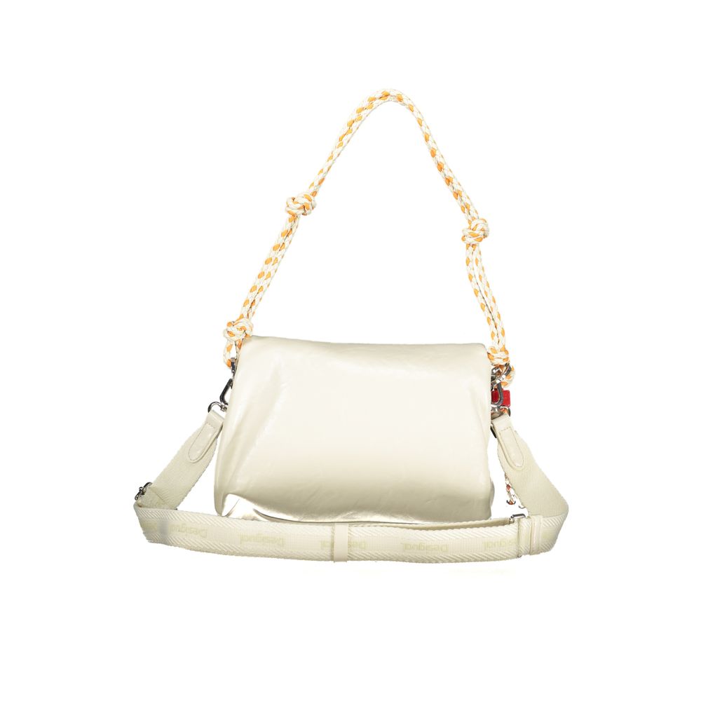 Ecru Polyurethane Women Handbag - ventzia