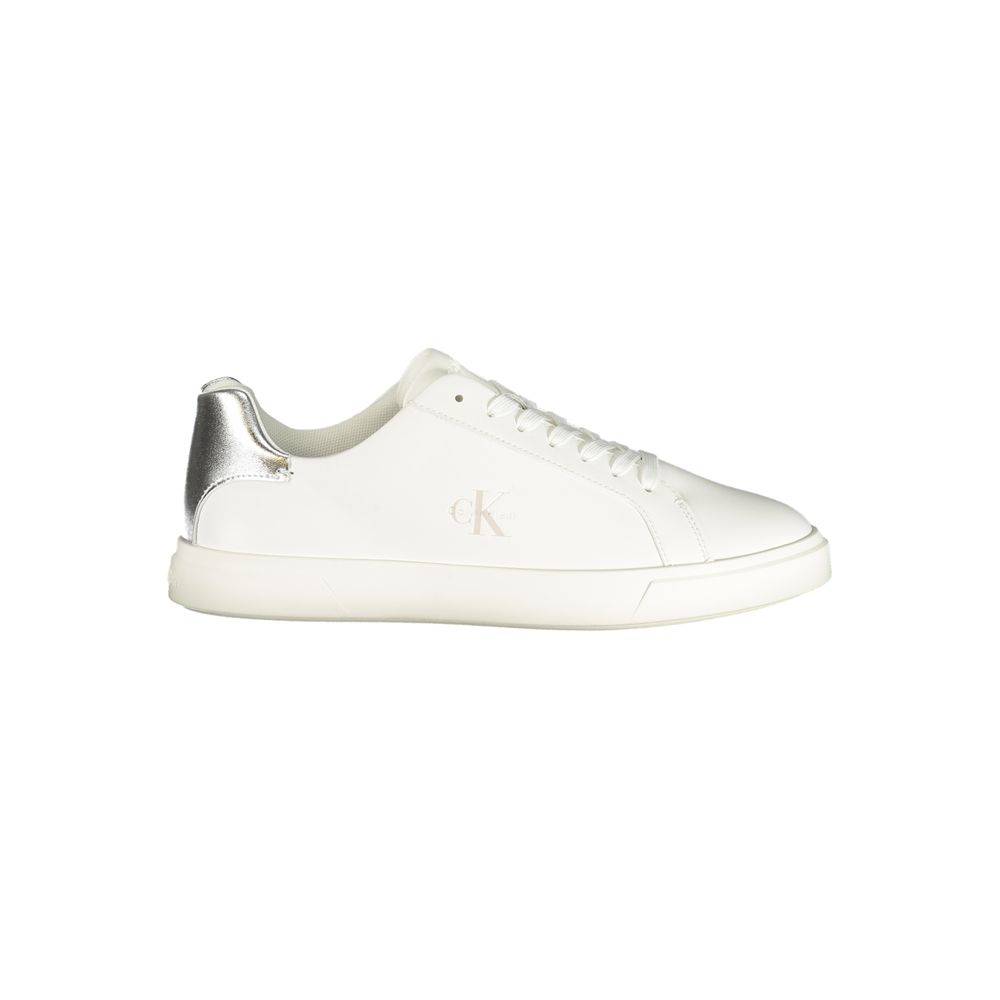 White Polyester Low Top Sneakers - ventzia