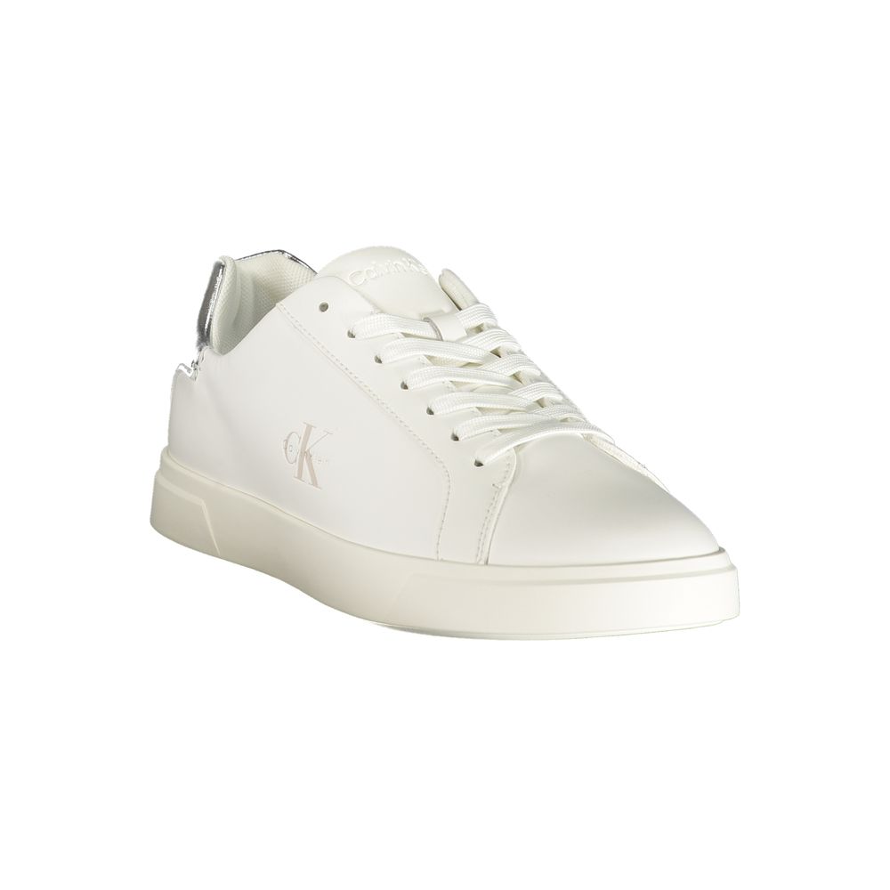 White Polyester Low Top Sneakers - ventzia