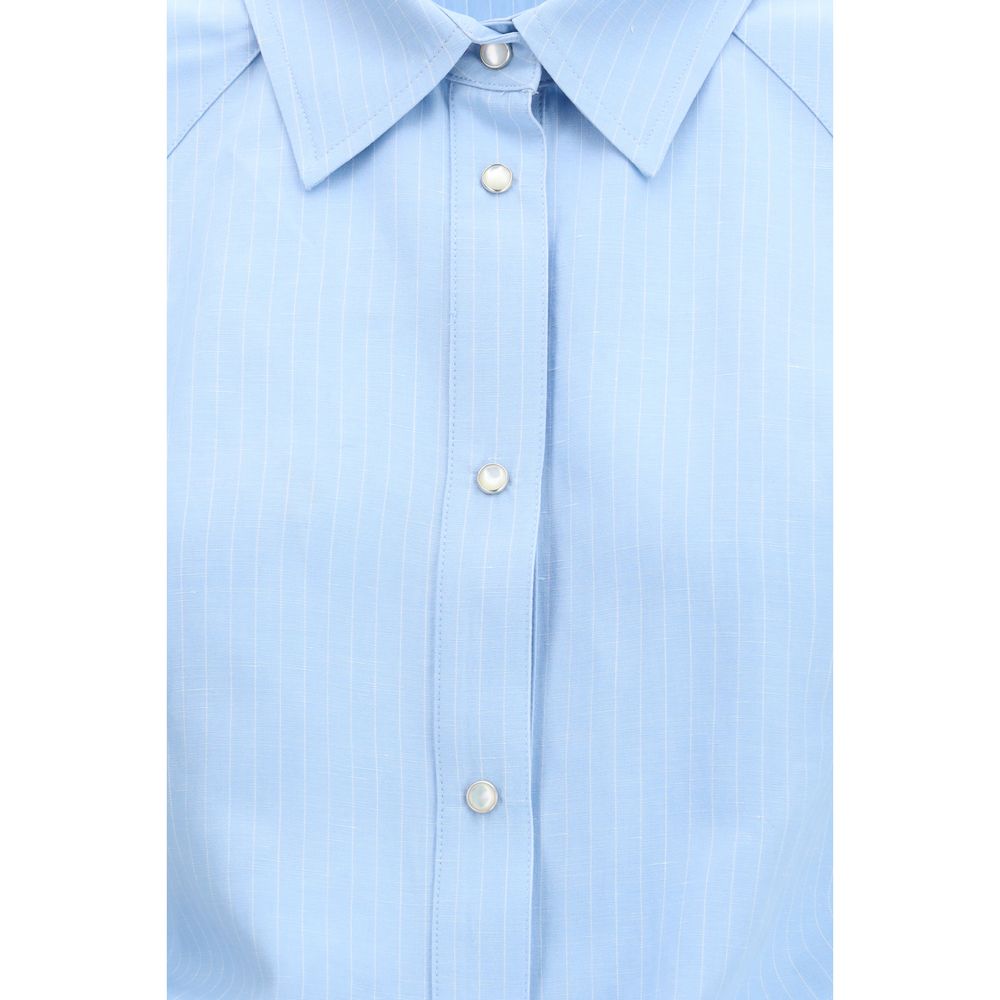 Blue Viscose Shortsleeve Shirt - ventzia