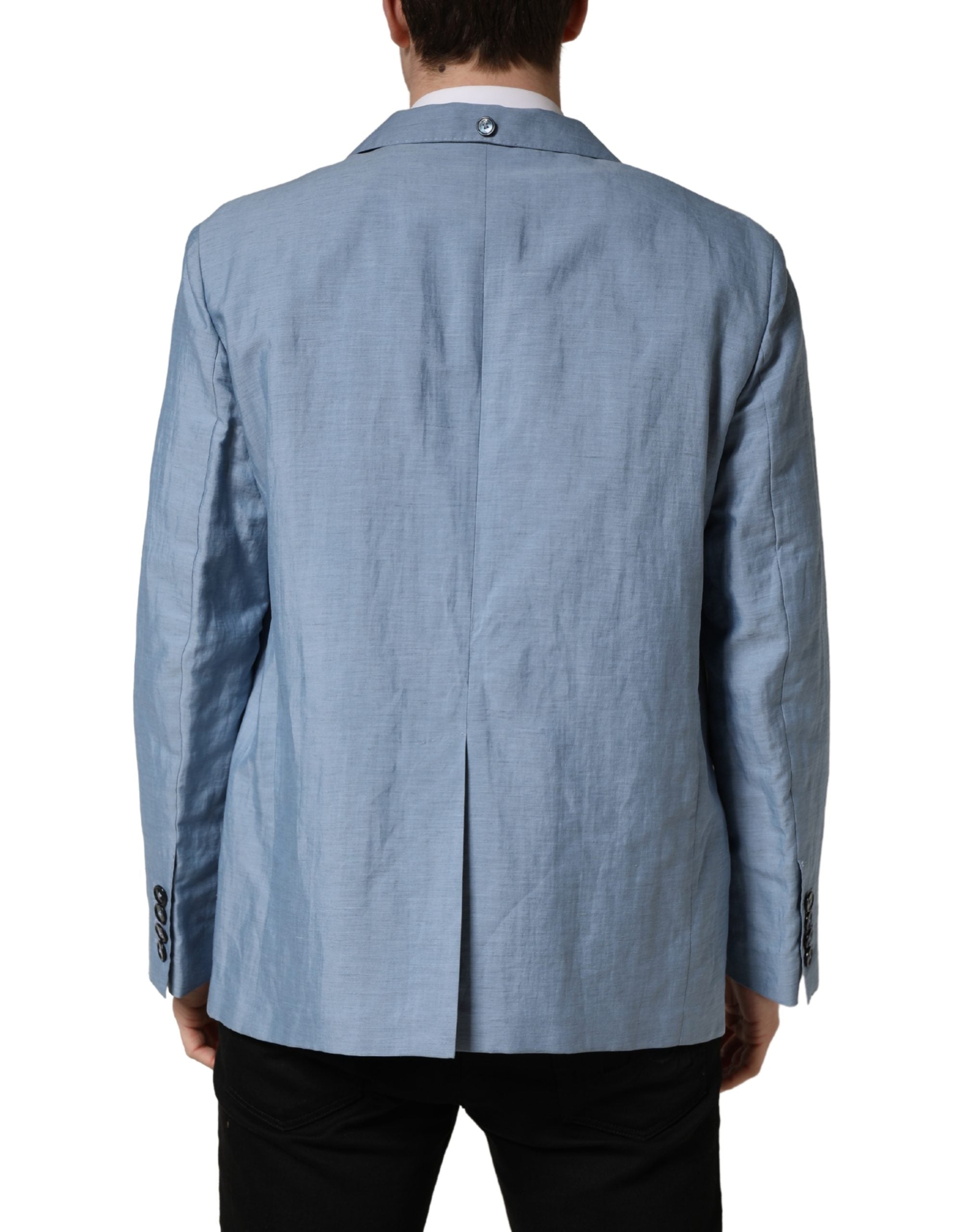 Light Blue Single Breasted Men Jacket Blazer - ventzia