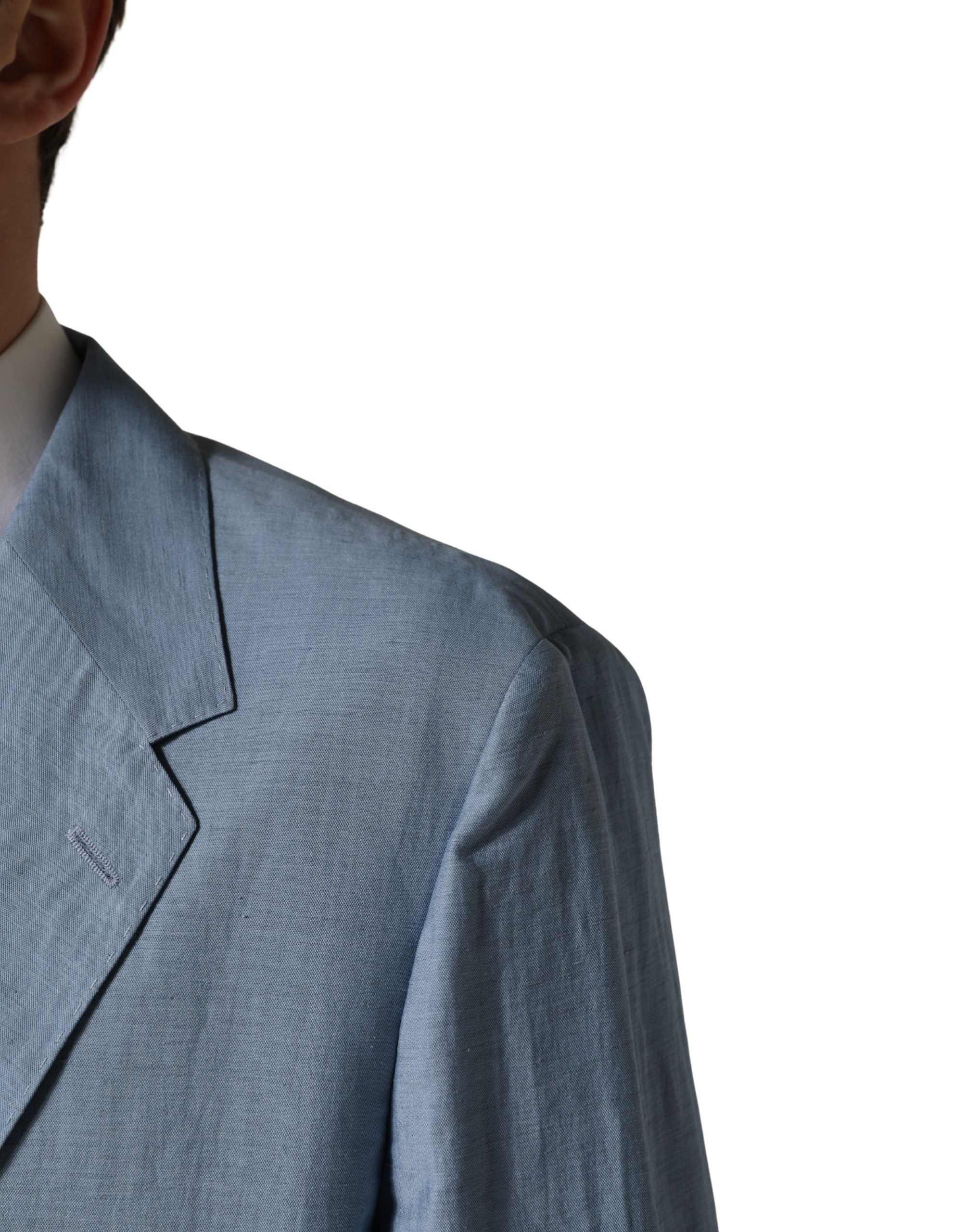Light Blue Single Breasted Men Jacket Blazer - ventzia