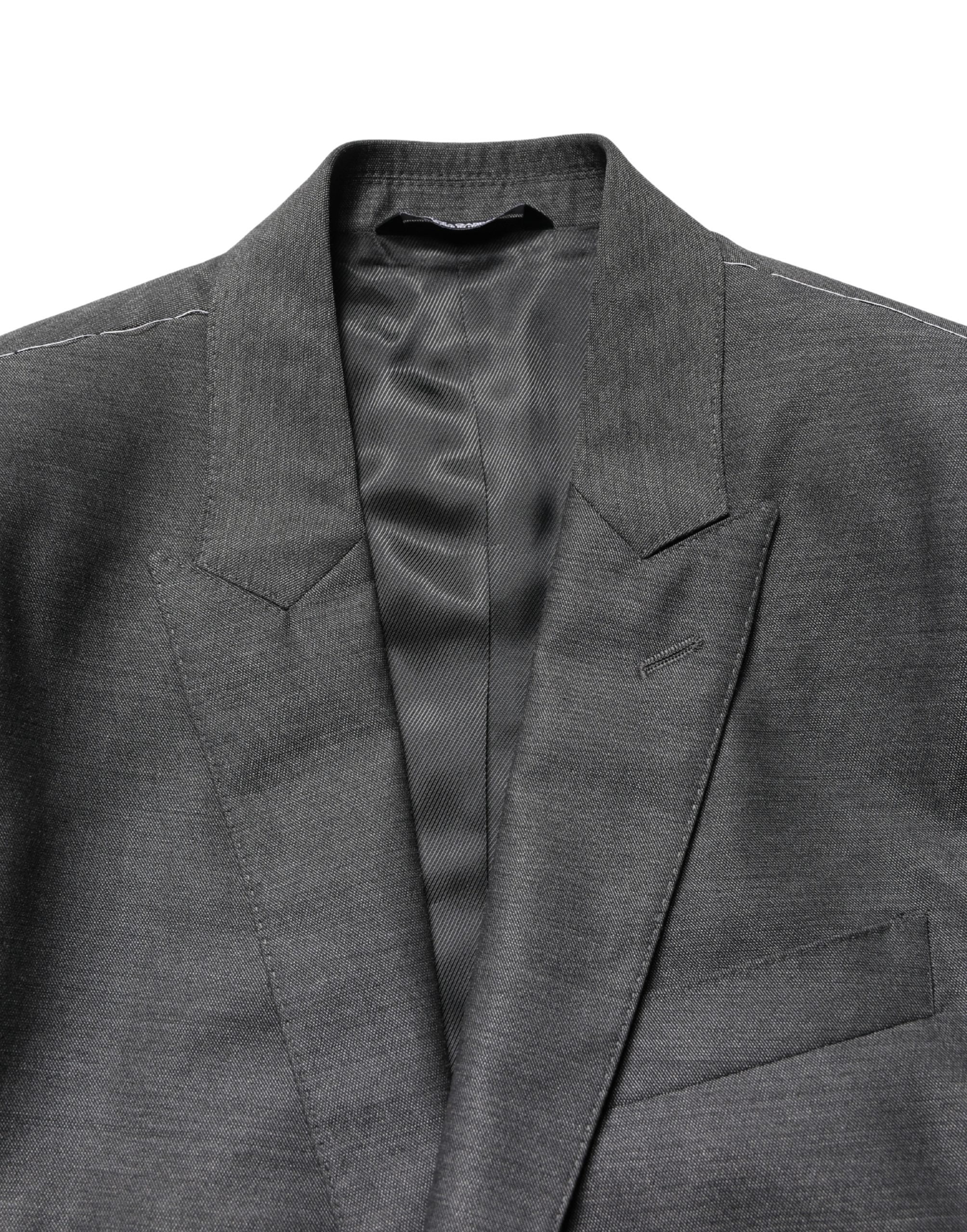 Dark Gray Wool Slim Fit Coat Jacket Blazer - ventzia