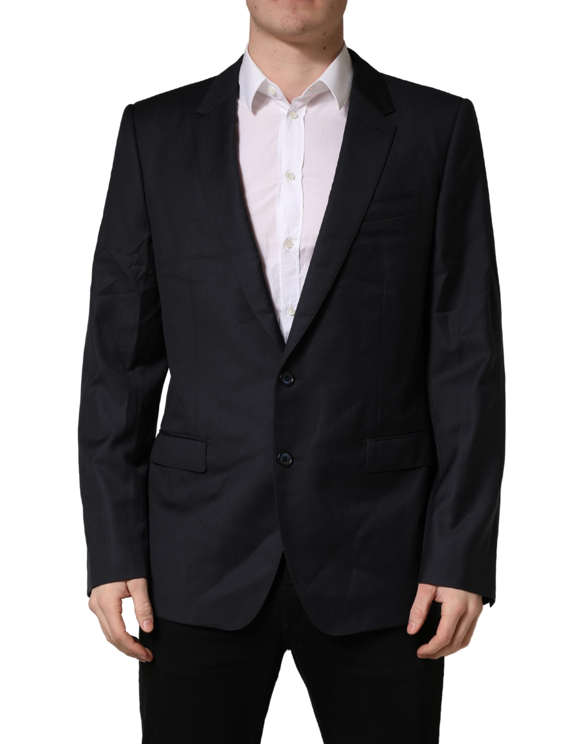Black Wool Slim Fit Coat Men Jacket Blazer - ventzia