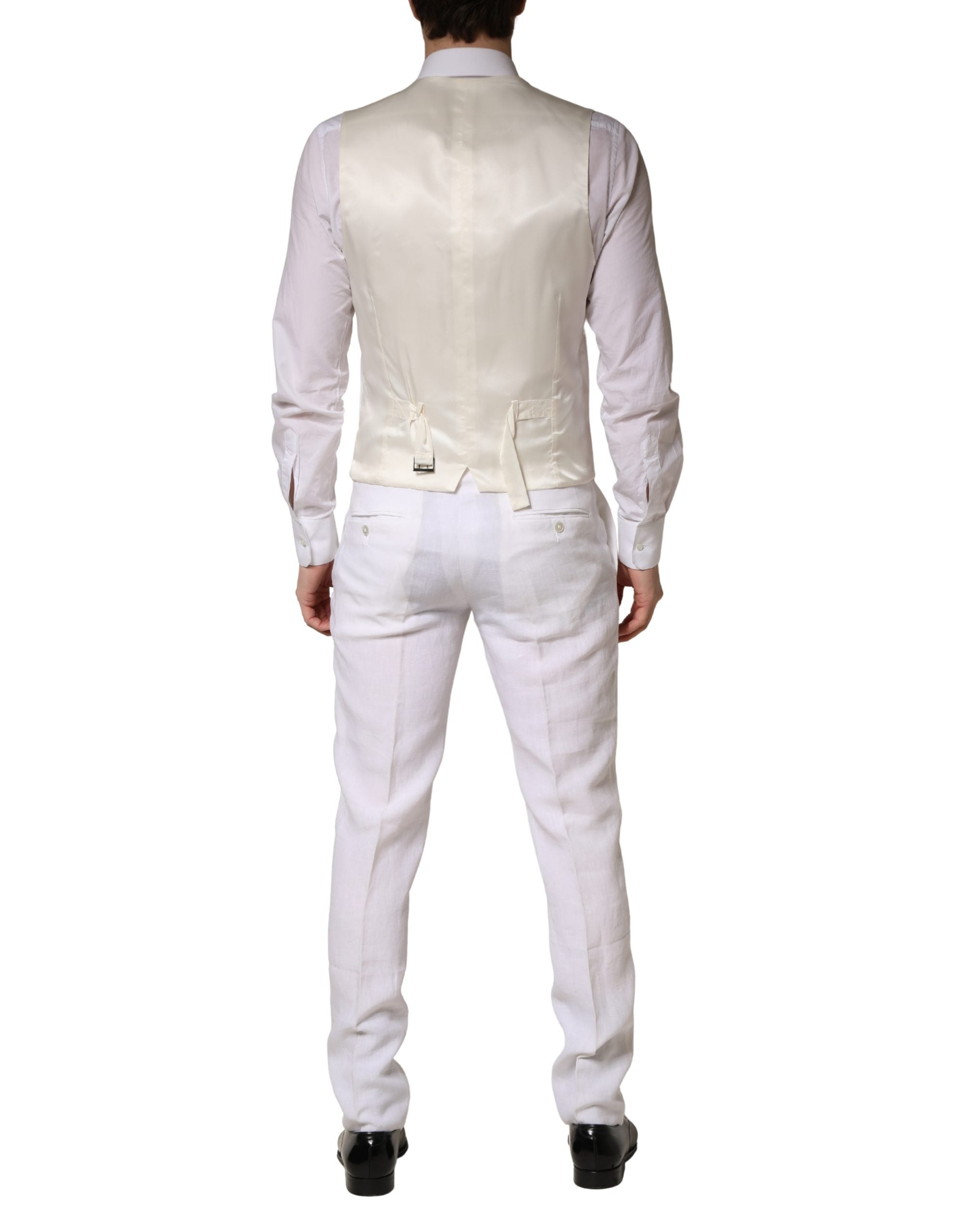 White SARTORIA Linen 2 Piece Men Formal Suit - ventzia