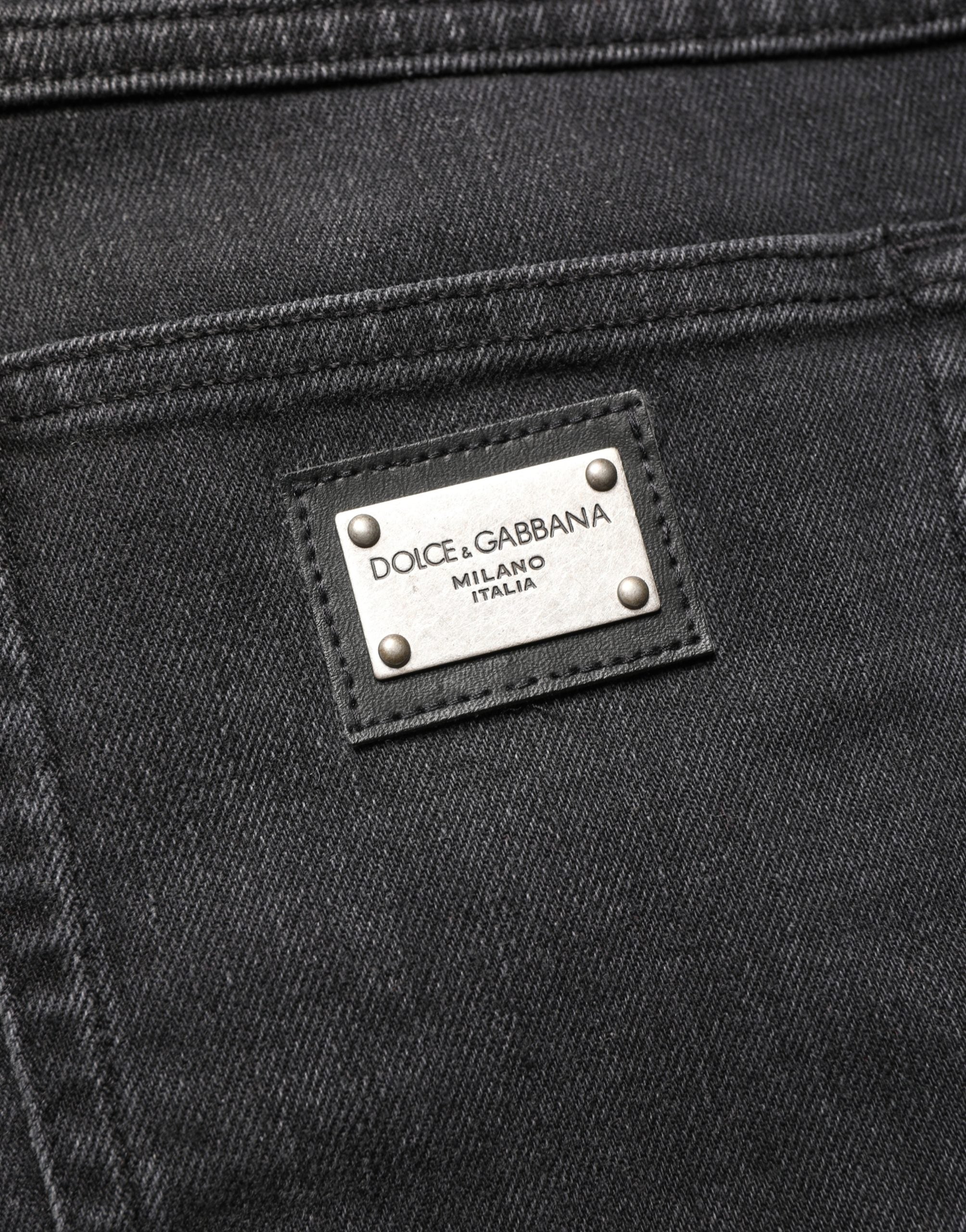 Black Cotton Stretch Regular SkinnyDenim Jeans - ventzia