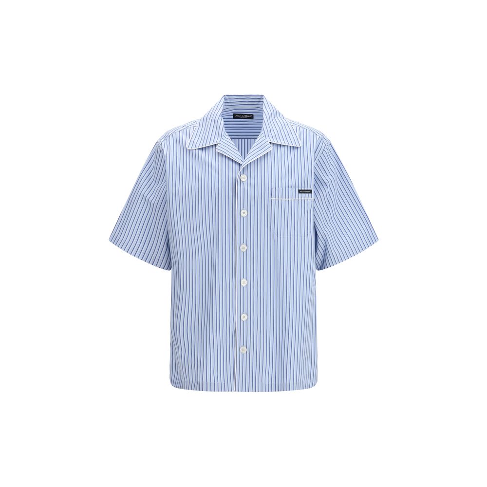 Blue Cotton Shortsleeve Shirt - ventzia