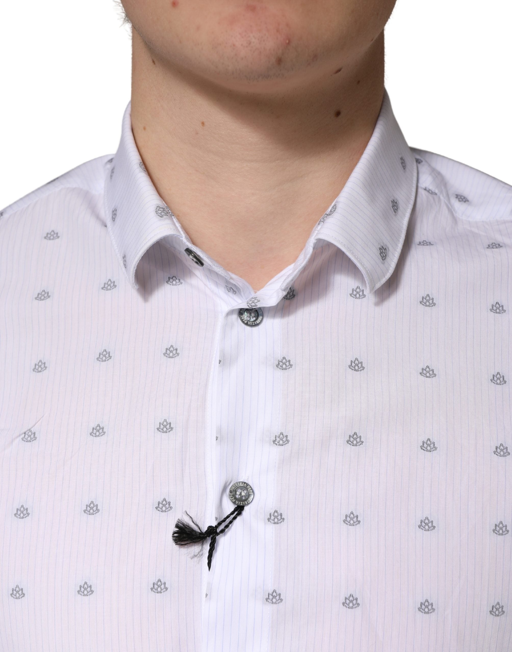 White Cotton Slim Fit Collared Men Dress Shirt - ventzia