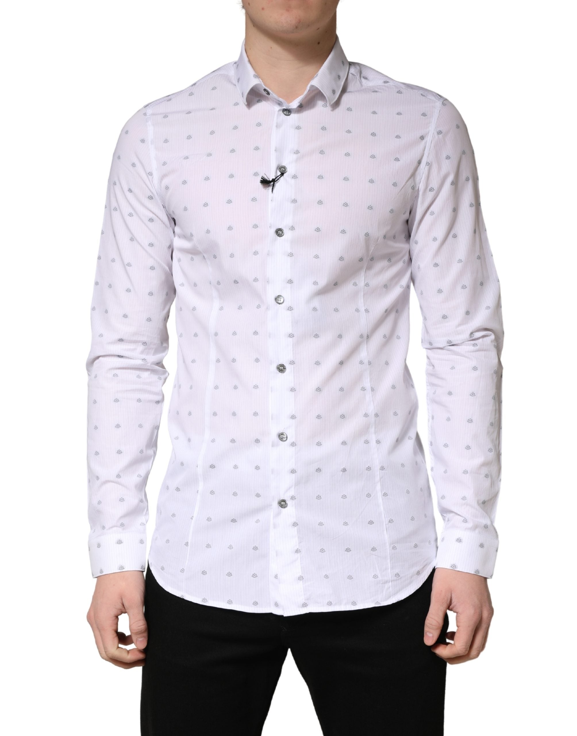 White Cotton Slim Fit Collared Men Dress Shirt - ventzia