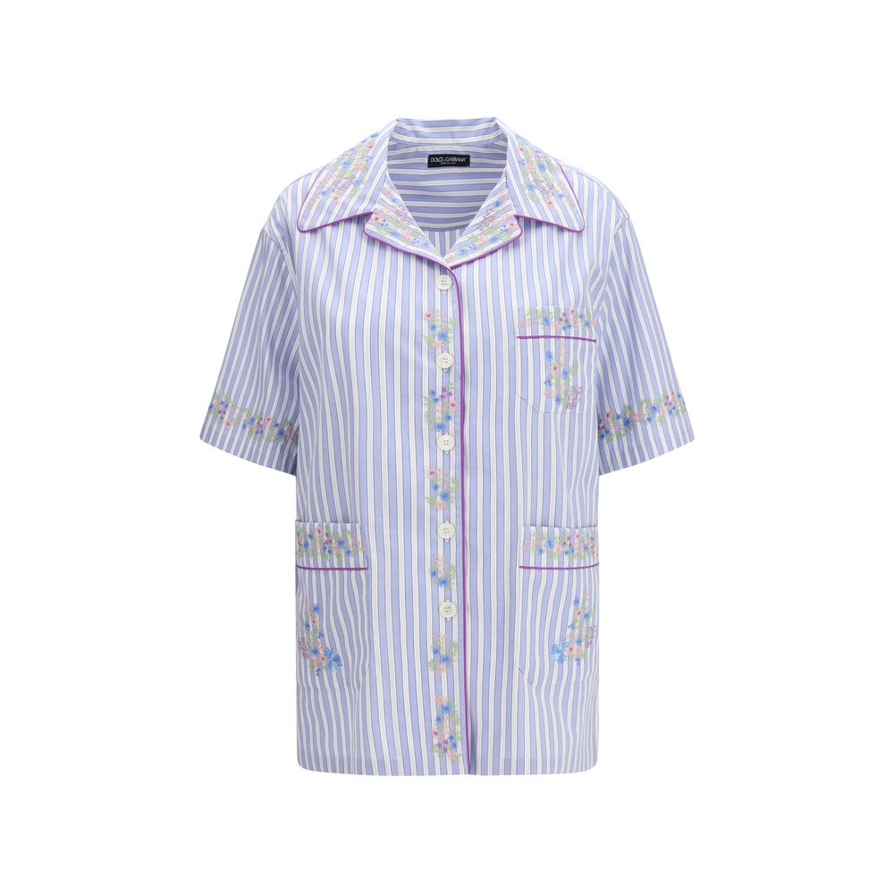 Blue Cotton Pattern Shirt - ventzia