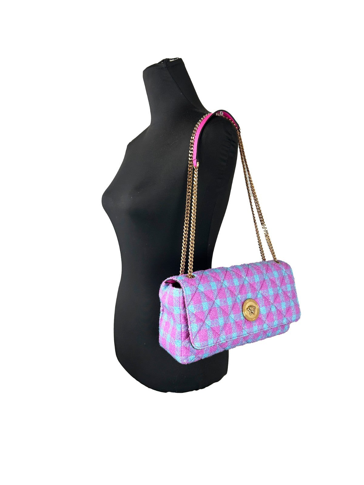 Versace Wool Lurex Medium Shoulder Crossbody Bag - ventzia