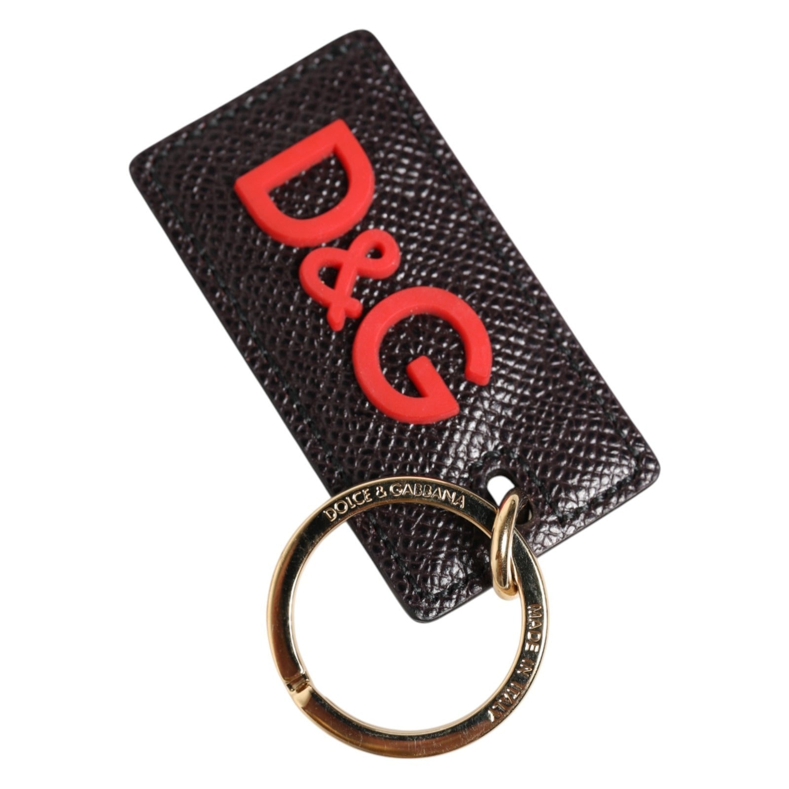 Black Calf Leather Logo Metal Ring Men Keychain Keyring - ventzia