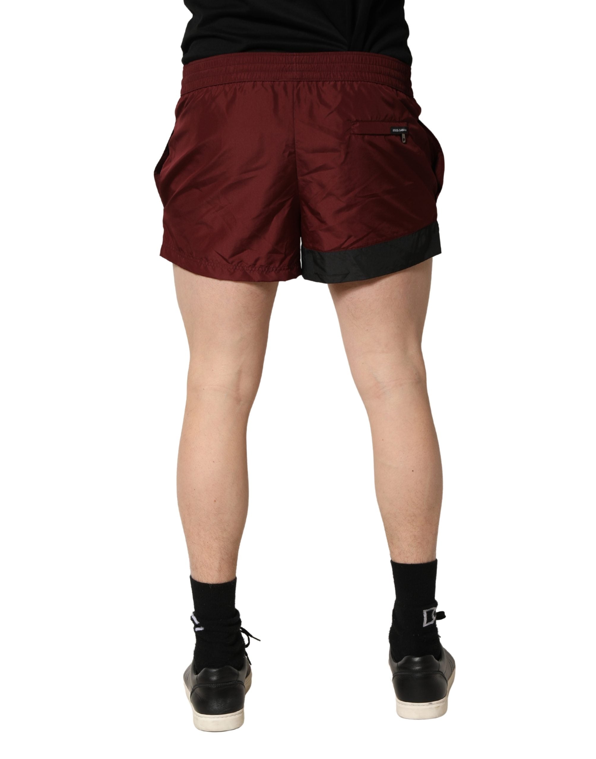 Maroon Polyester Drawstring Shorts Swimwear - ventzia