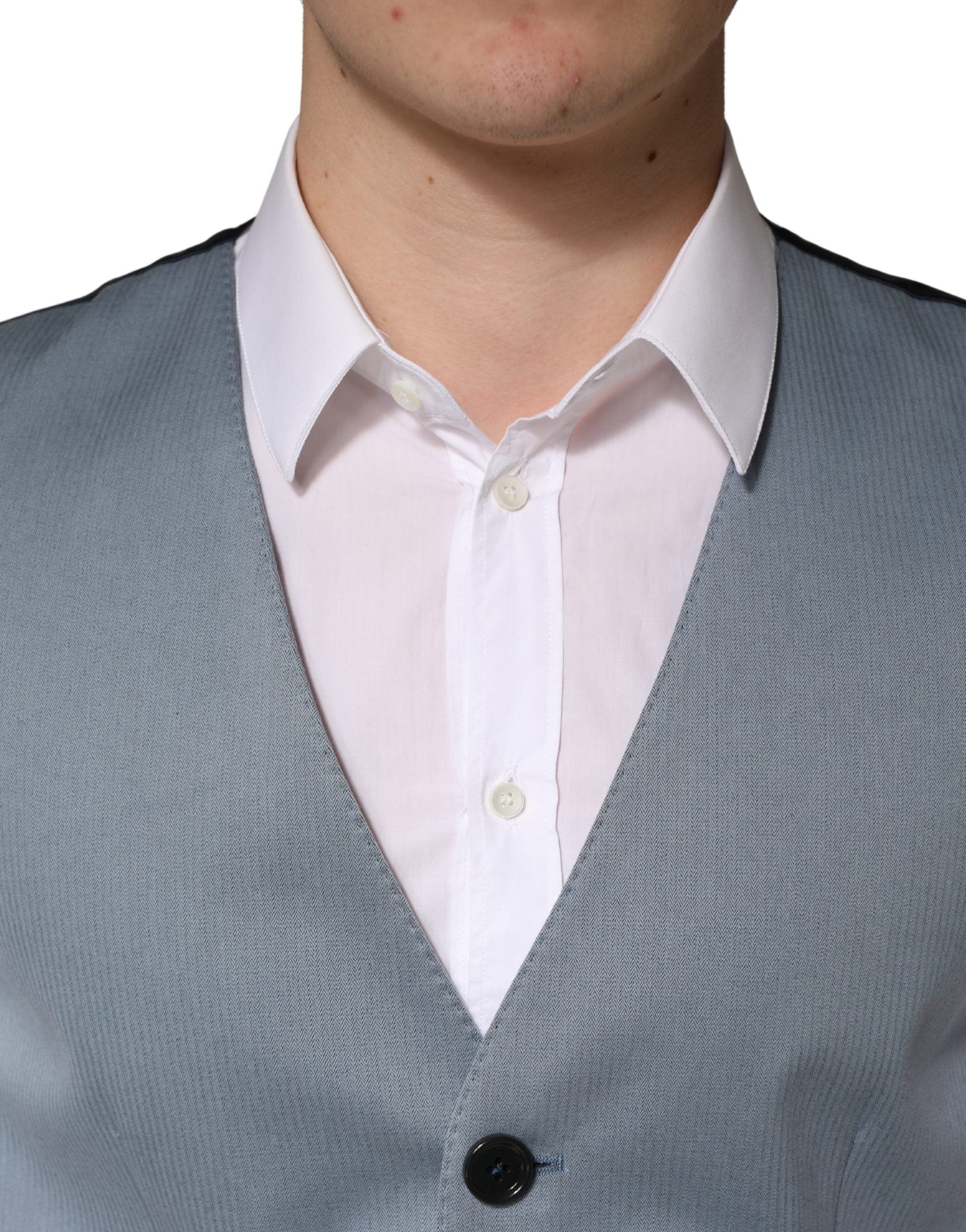 Gray Wool Single Breasted Men Waistcoat Vest - ventzia