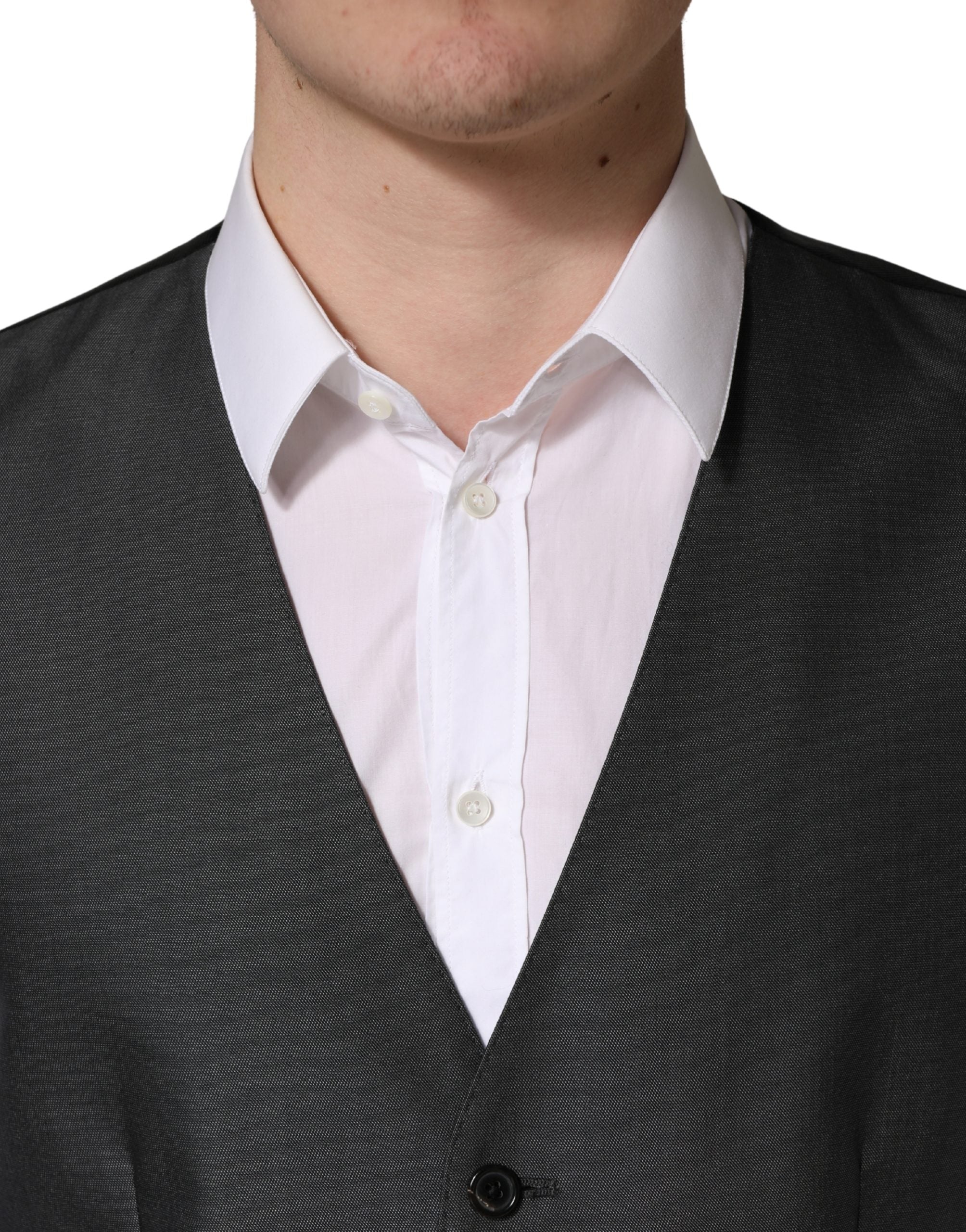 Dark Gray Single Breasted Men Waistcoat Vest - ventzia