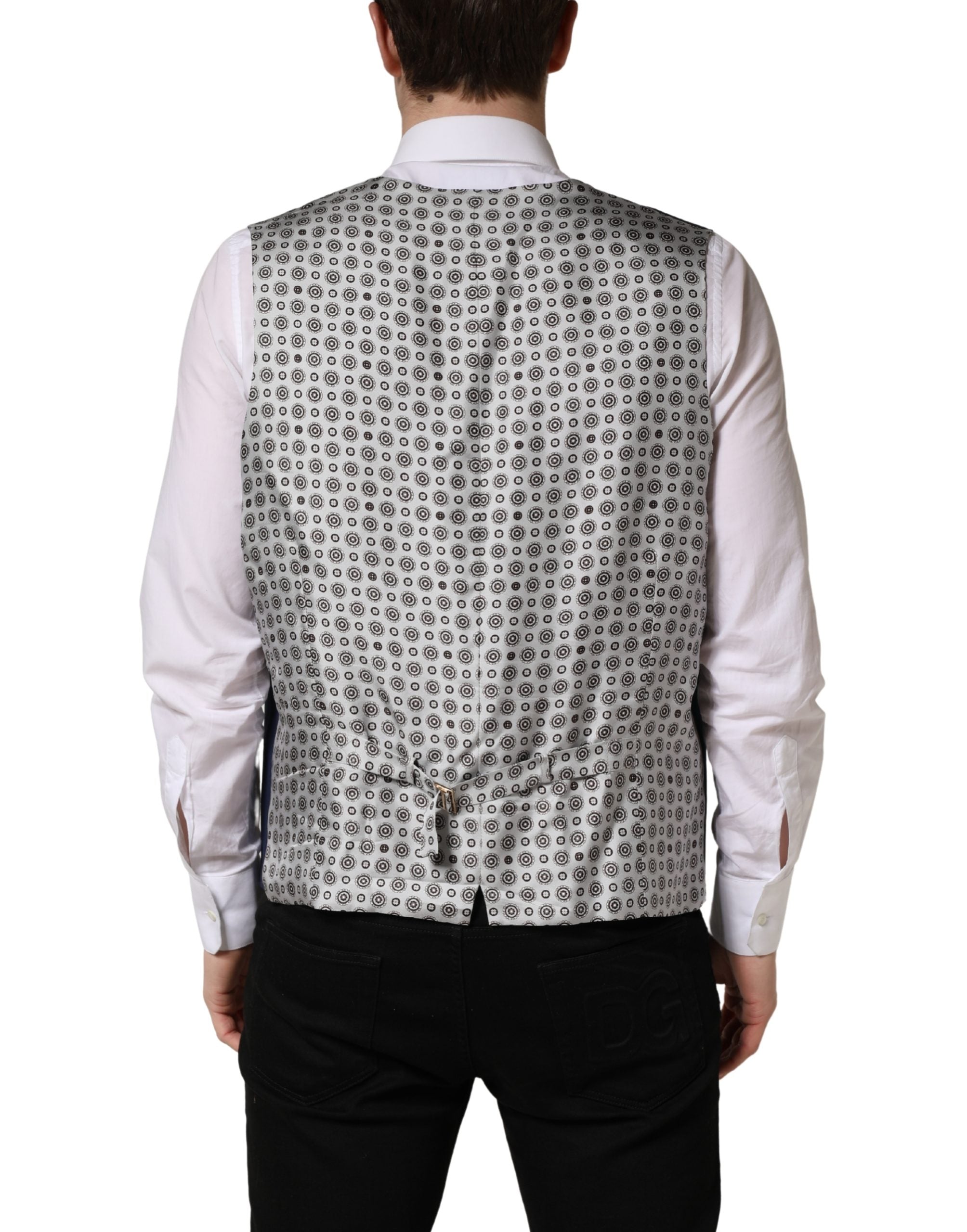 Navy Blue Wool Dress Formal Waistcoat Vest - ventzia