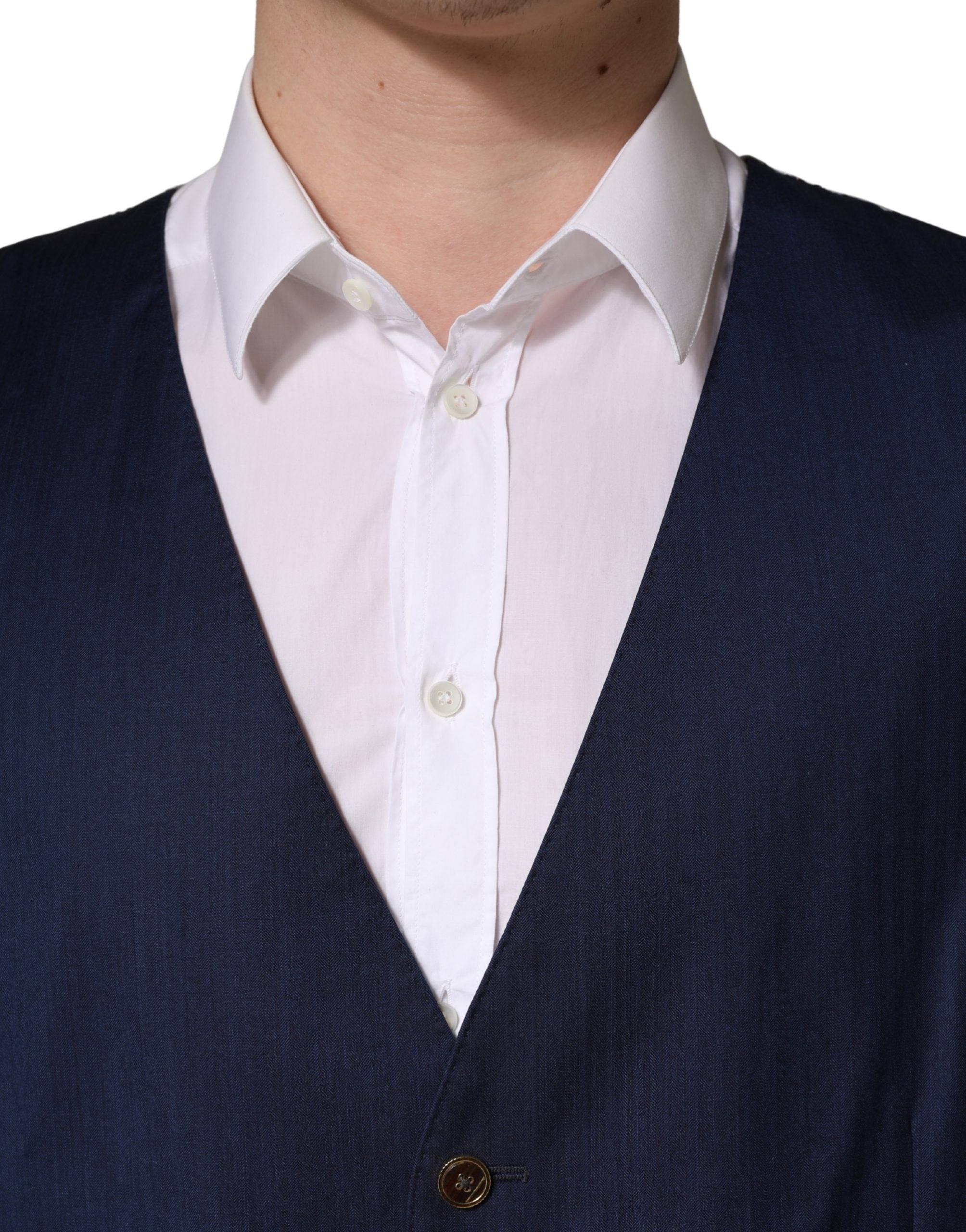 Navy Blue Wool Dress Formal Waistcoat Vest - ventzia