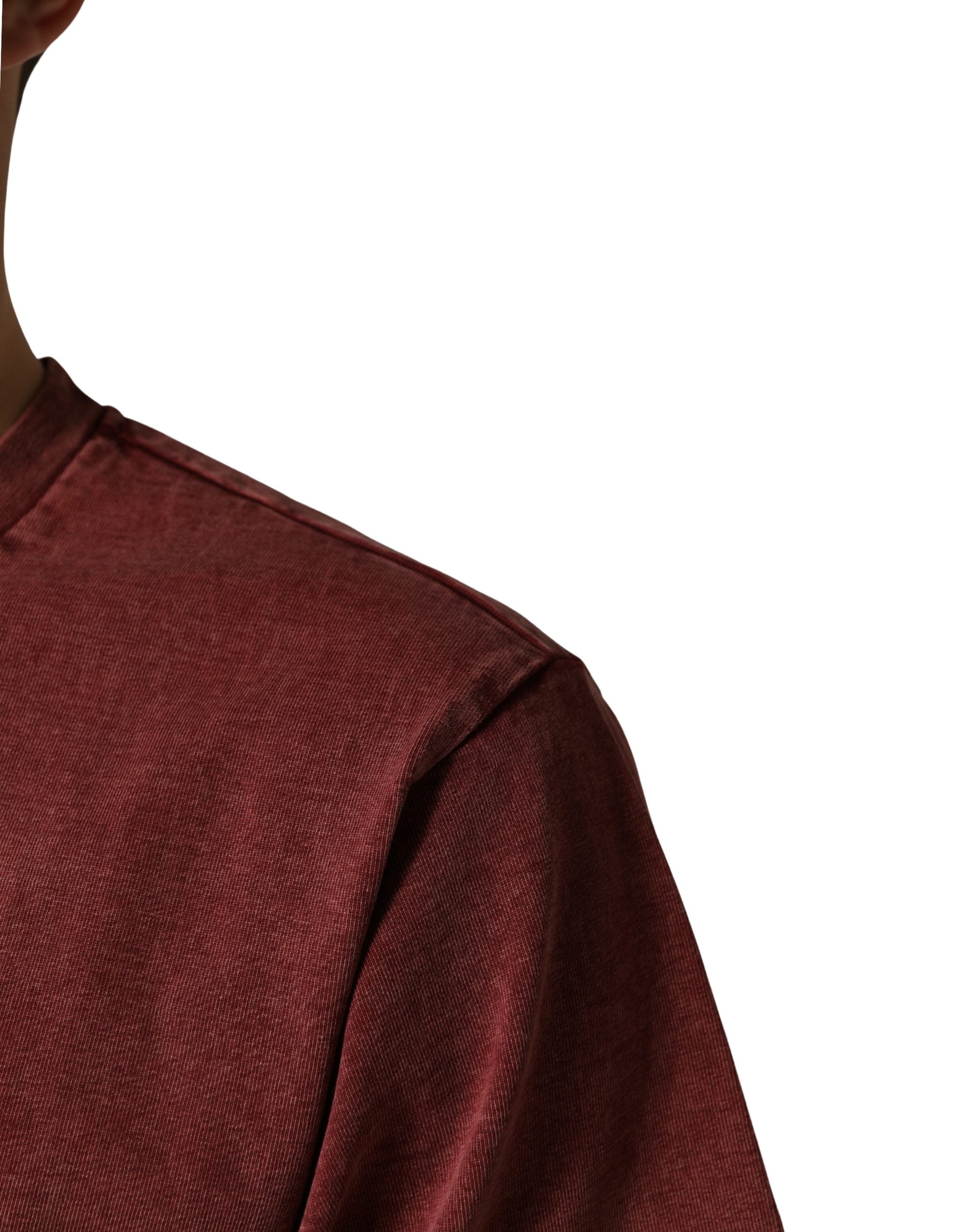 Maroon Print Round Neck Short Sleeve T-shirt - ventzia