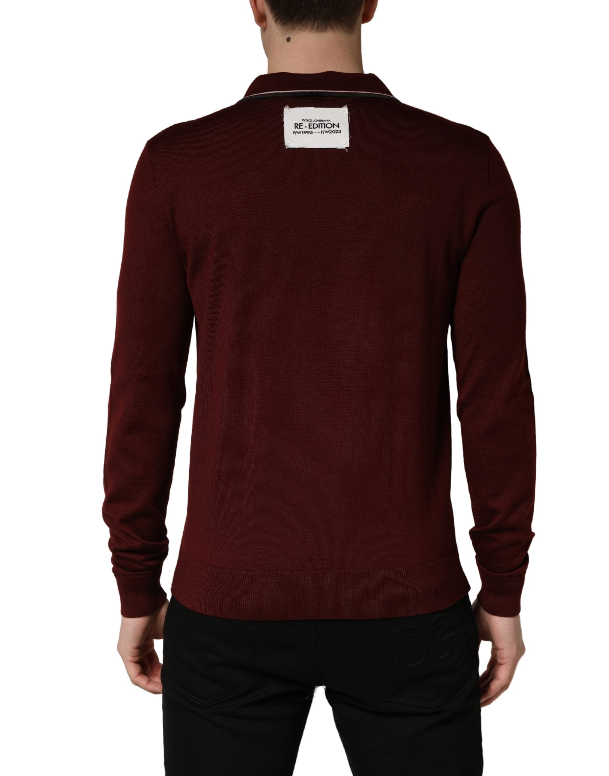 Maroon Re-Edition Wool Long Sleeves T-shirt - ventzia