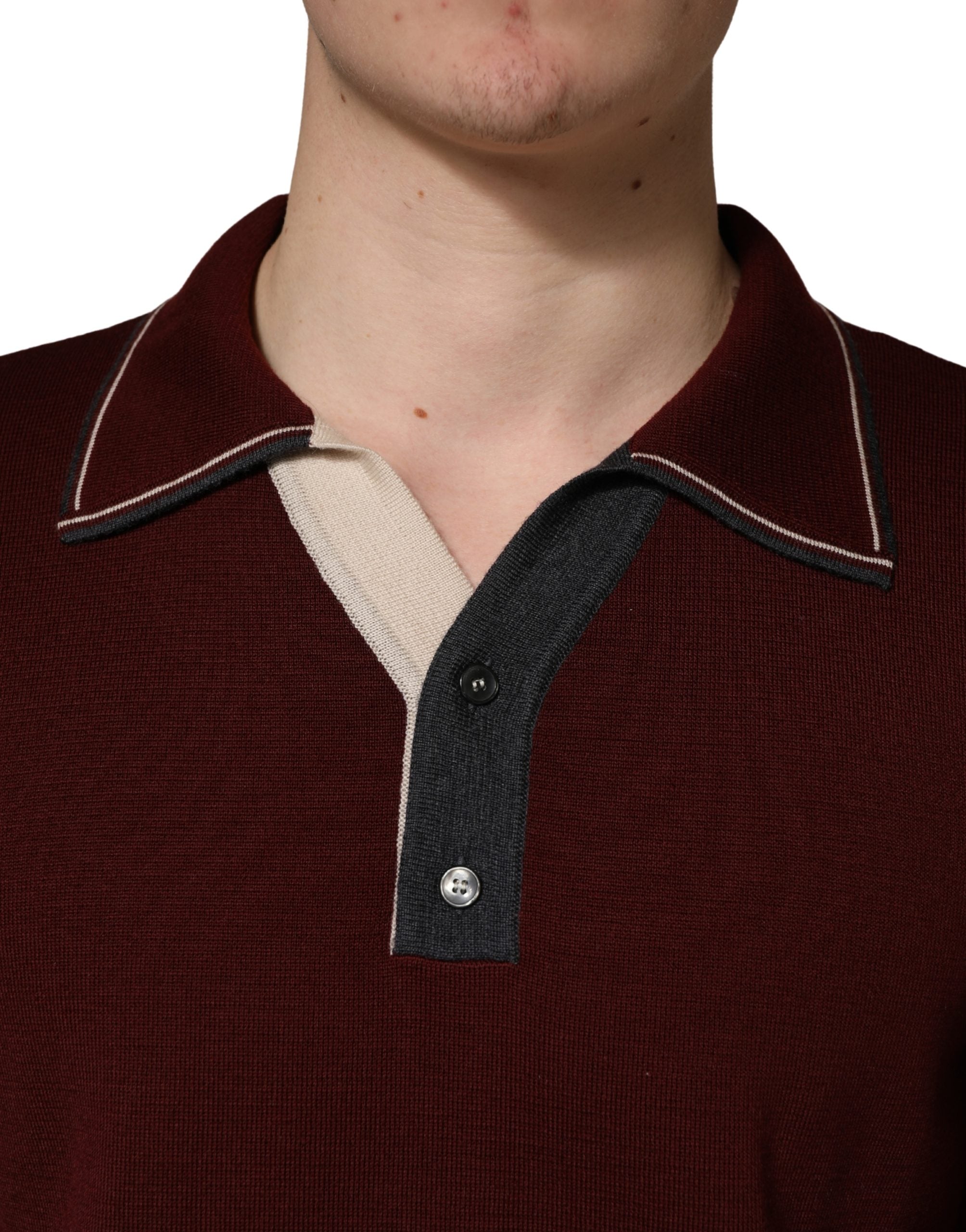 Maroon Re-Edition Wool Long Sleeves T-shirt - ventzia