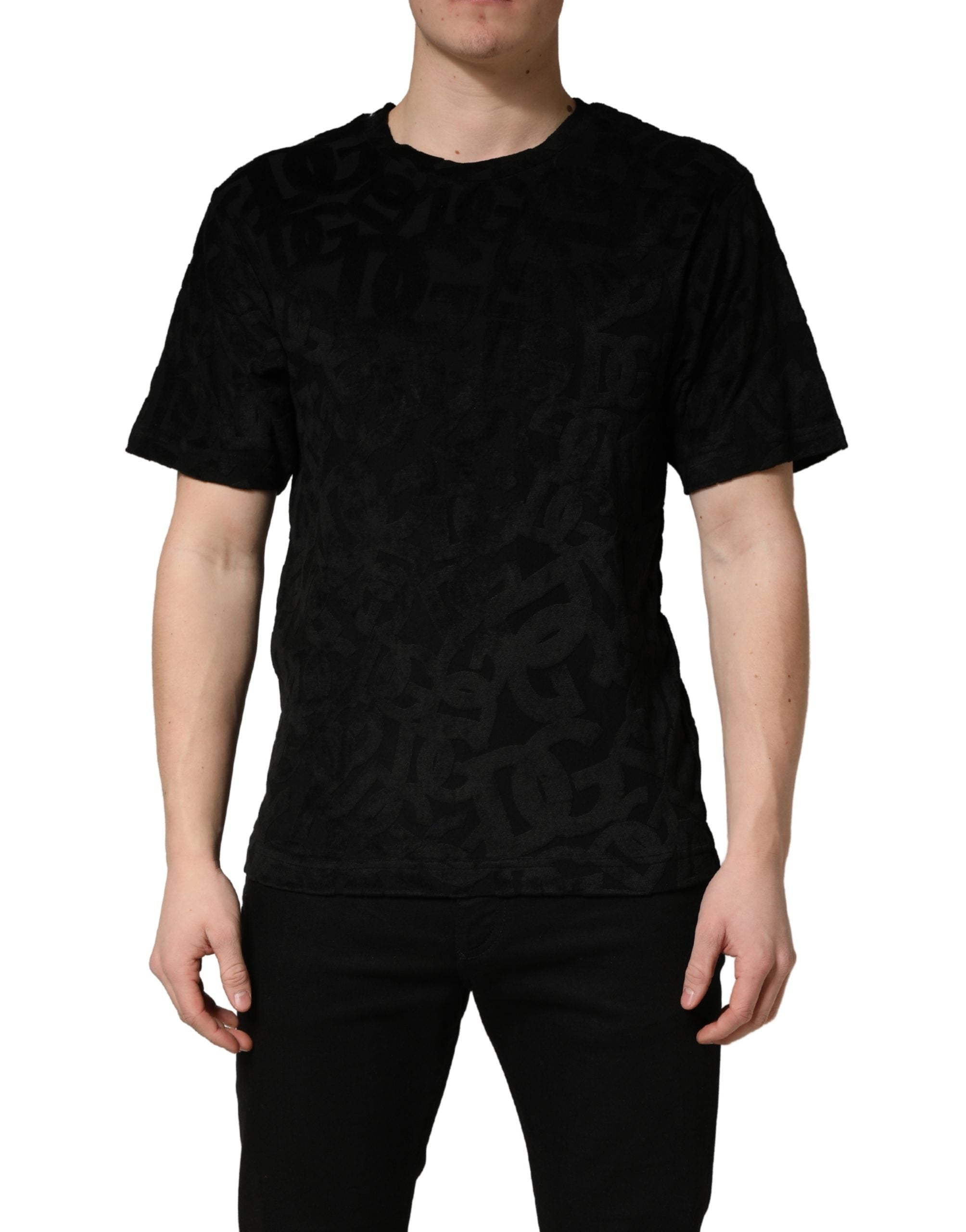 Black DG Mania Logo Print Casual T-shirt - ventzia