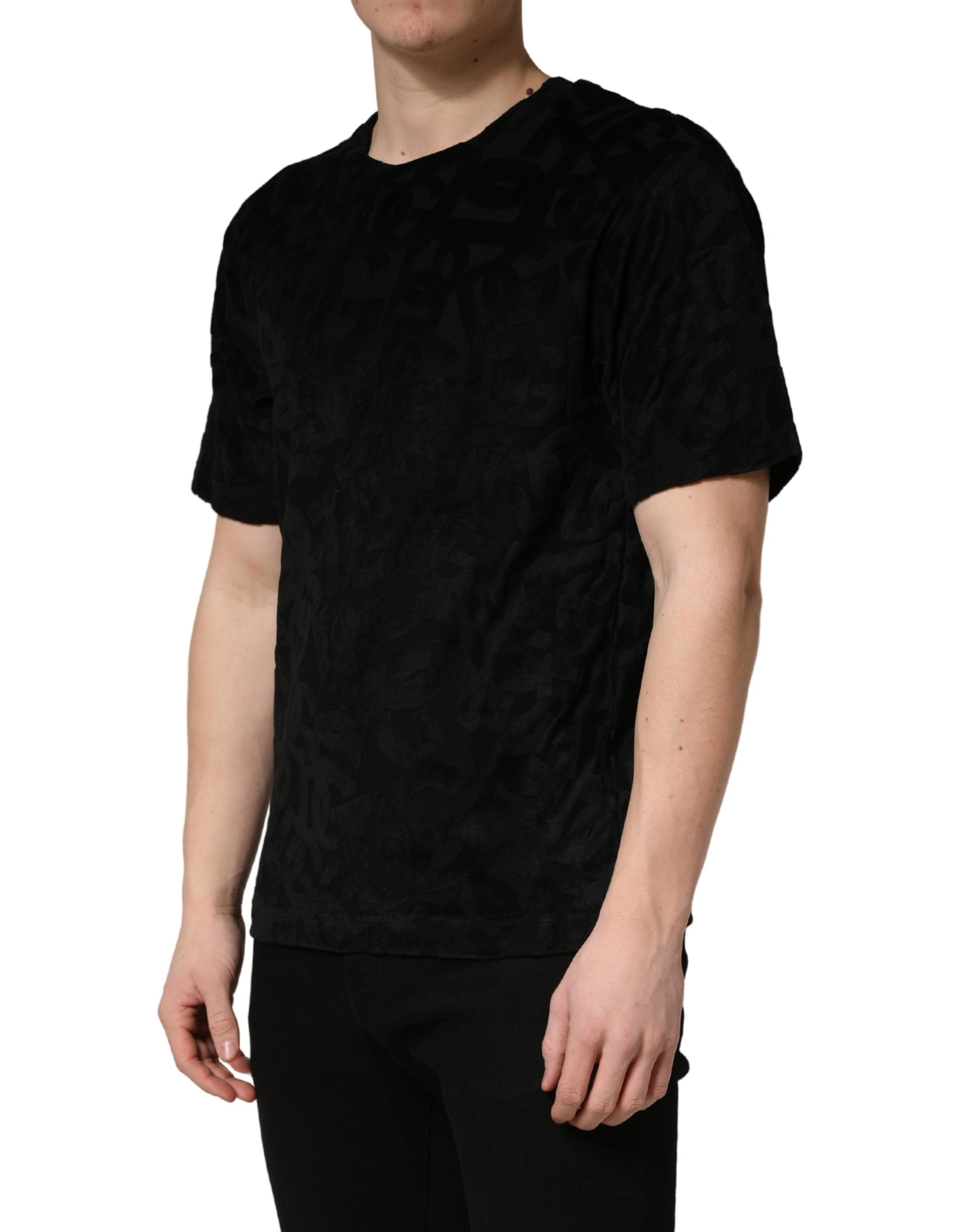 Black DG Mania Logo Print Casual T-shirt - ventzia
