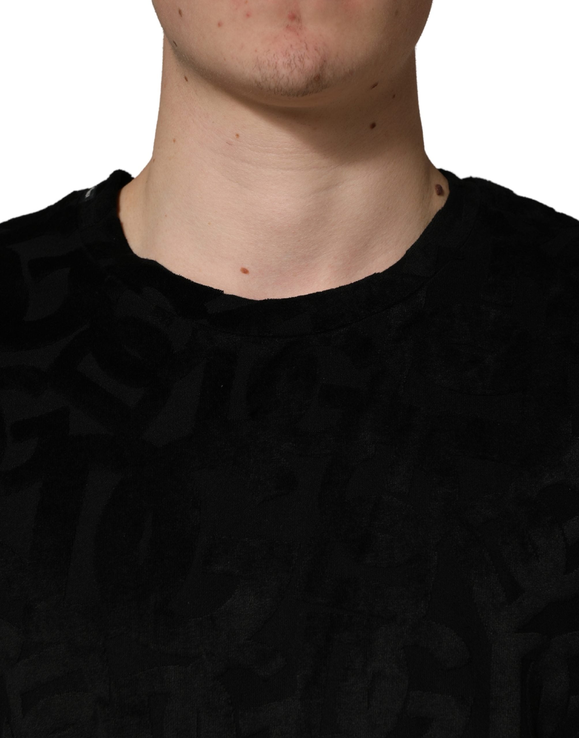 Black DG Mania Logo Print Casual T-shirt - ventzia