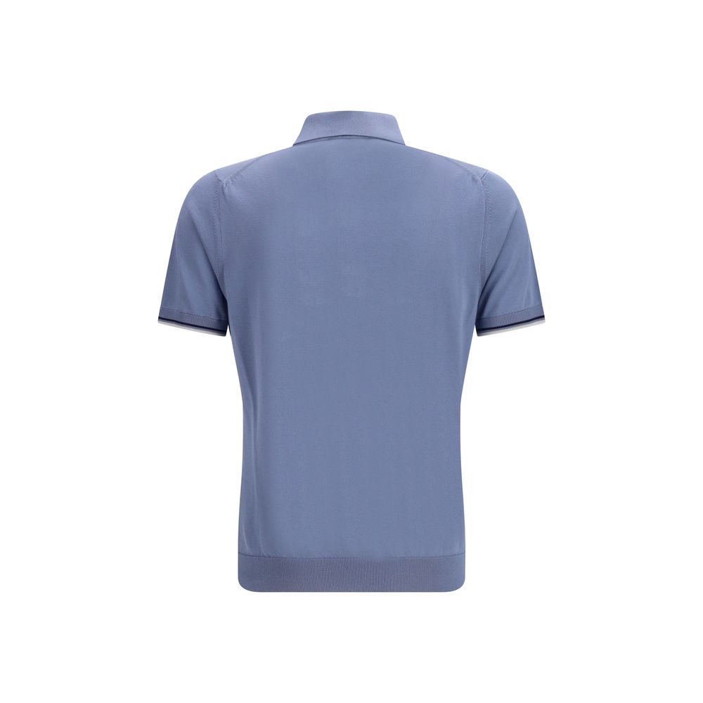 Blue Cotton Polo Shirt - ventzia