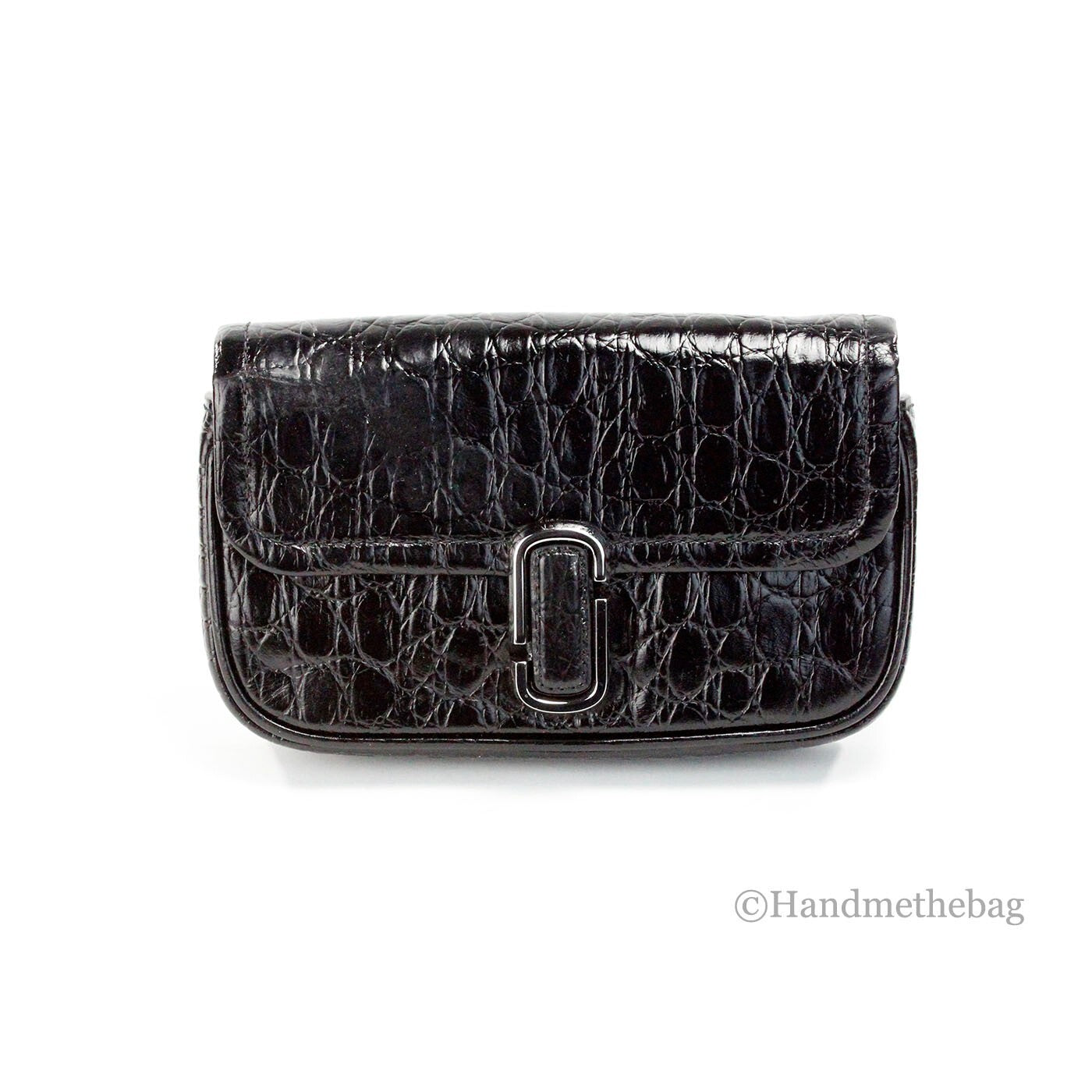 Marc Jacobs The Mini Shoulder Bag Black Embossed Leather Crossbody Bag - ventzia