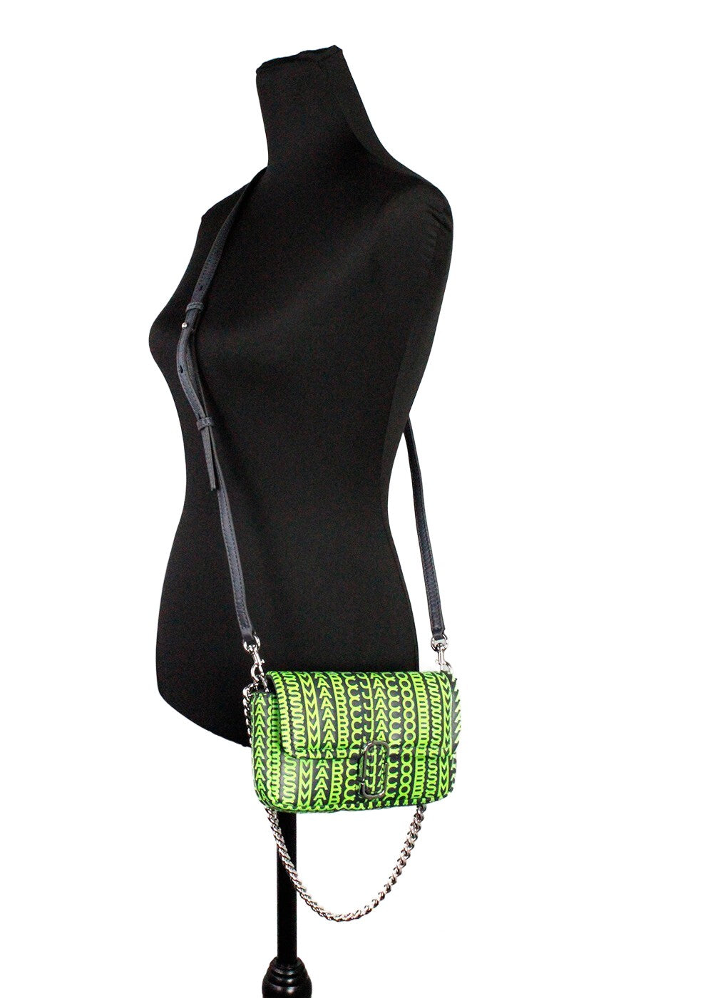 Marc Jacobs Neon Green The Monogram Leather J Marc Mini Shoulder Bag Crossbody - ventzia